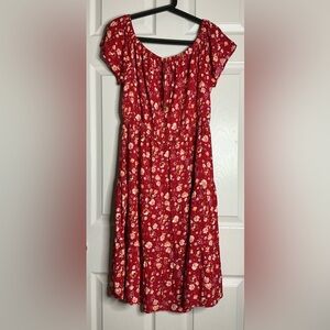 Red Sleeveless Off-Shoulder Sundress for Resort Wear